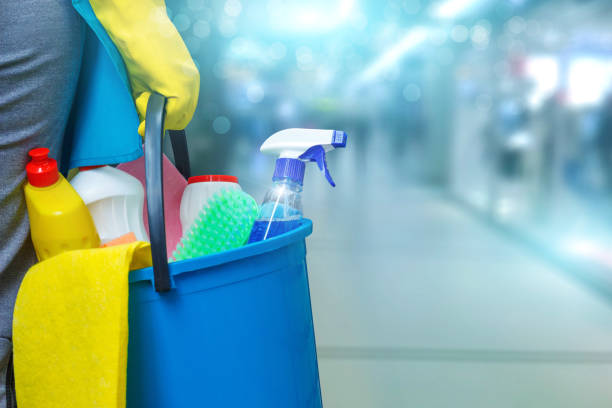 Professional cleaning service team with supplies in Nairobi